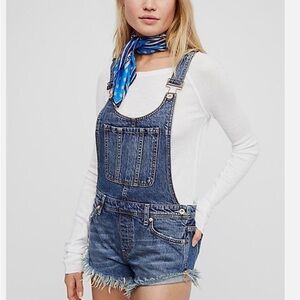 NWOT We the Free People Denim Blue Women's Overall Shorts